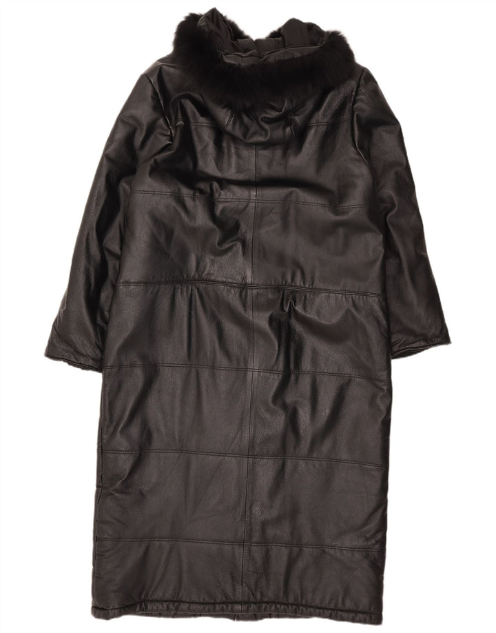 Cappotto in pelle con cappuccio da donna Privilegi IT 46 Large Nero