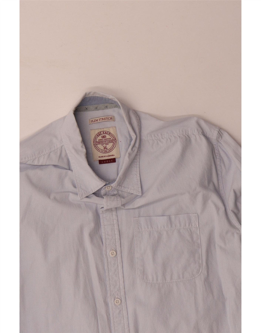 FAT FACE Camicia slim da uomo grande gessato blu