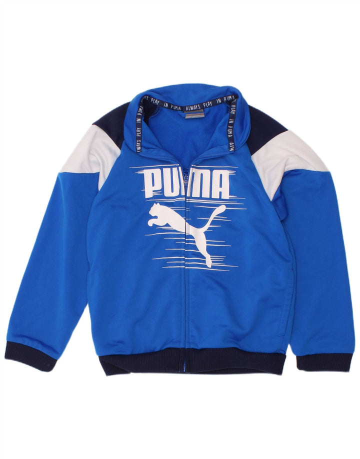Giacca da tuta grafica da ragazzo Puma 3-4 anni in poliestere color block blu