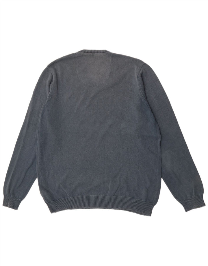 Maglione da uomo Marks & Spencer vestibilità regolare con scollo a V in cotone blu medio