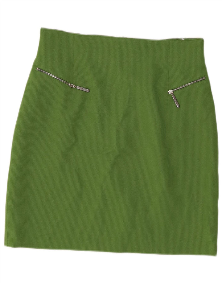 Minigonna vintage da donna a vita alta IT 40 W28 poliestere verde