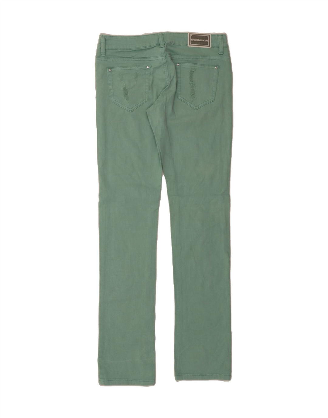 ROCCOBAROCCO Womens Distressed Slim Jeans W29 L32 Green Cotton Vintage Roccobarocco and Second-Hand Roccobarocco from Messina Hembry 