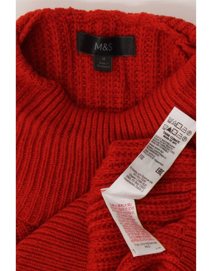 Maglione maglione a collo alto da donna Marks & Spencer UK 14 Acrilico rosso medio