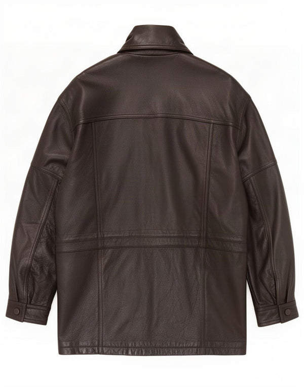 Kartel Mens Leather Coat UK 40 Large Brown