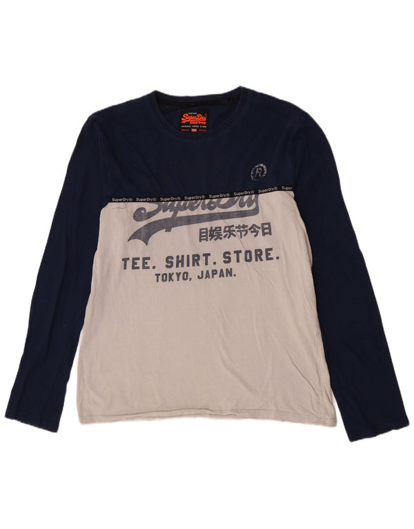 Top da uomo con grafica extra slim Superdry a maniche lunghe 2XL blu color block