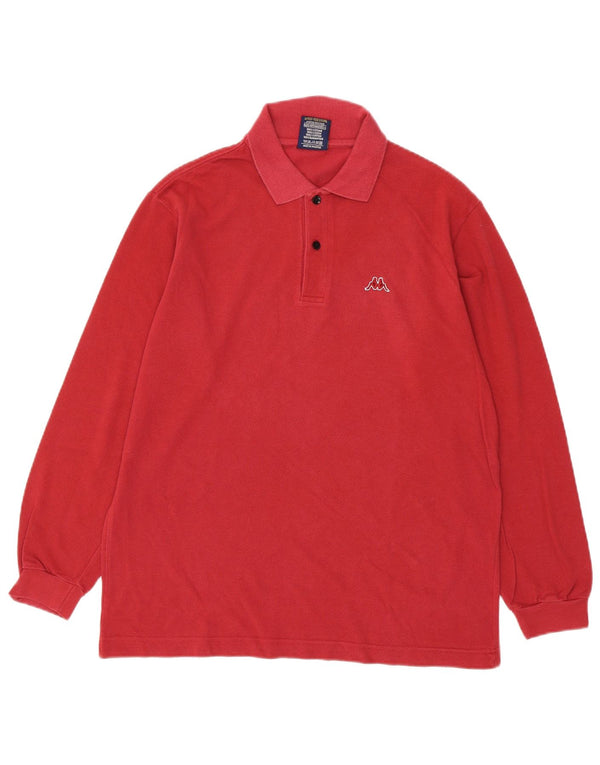 Polo Kappa Uomo Manica Lunga Cotone Rosso Medio