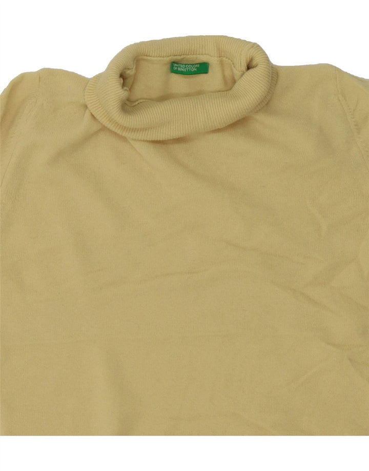 BENETTON Womens Roll Neck Jumper Sweater UK 14 Medium Yellow Vintage Benetton and Second-Hand Benetton from Messina Hembry 
