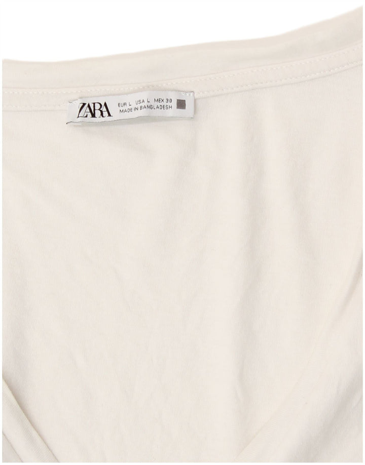 T-shirt Zara da donna Top UK 16 grande bianca