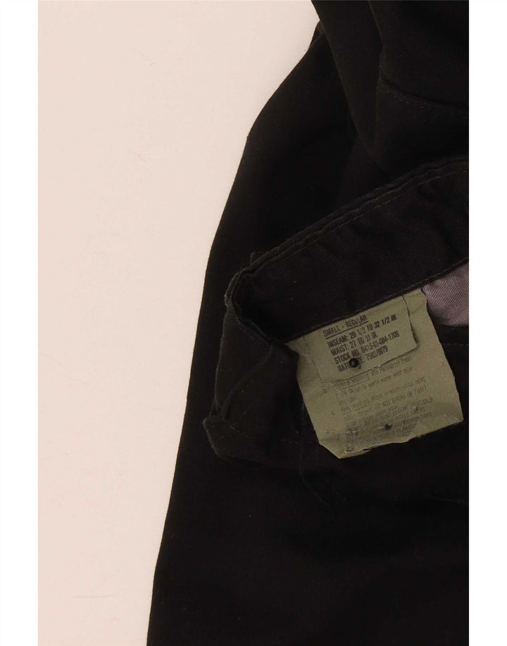 Pantaloni cargo regolari da donna vintage piccoli W28 L30 in cotone nero