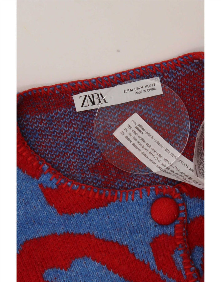 Maglione cardigan da donna Zara UK 14 Poliestere floreale blu medio