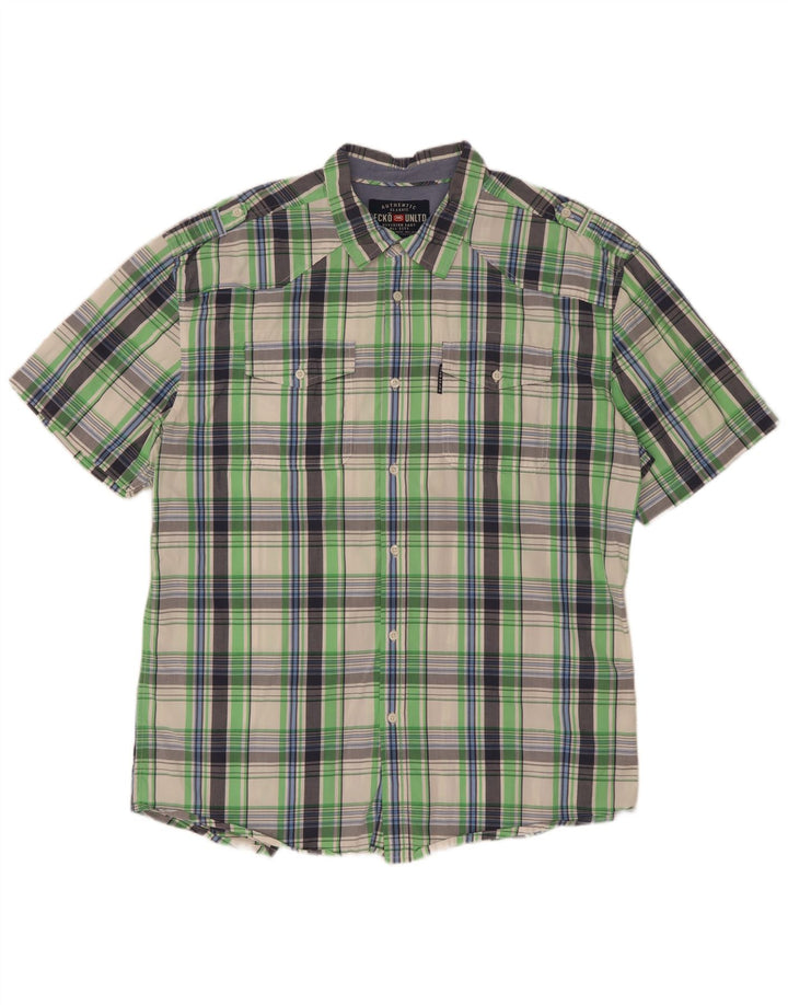 Camicia a maniche corte da uomo Ecko Unlimited 2XL cotone a quadri verde