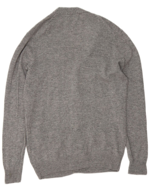MARKS & SPENCER Maglione cardigan da uomo Lana d'agnello screziata grigio medio