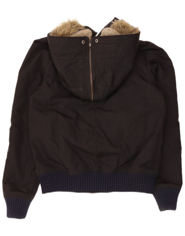 Giacca imbottita bomber con cappuccio da donna Woolrich UK 14 grande nylon nero