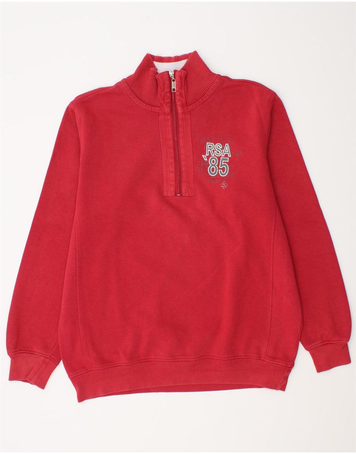 ROADSIGN AUSTRALIA Felpa da uomo con collo con zip, maglione grande, cotone rosso