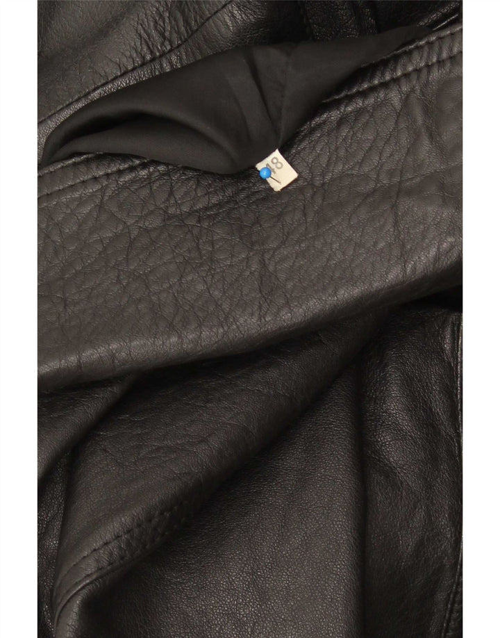 Cappotto vintage da uomo in pelle doppio petto IT 48 medio nero
