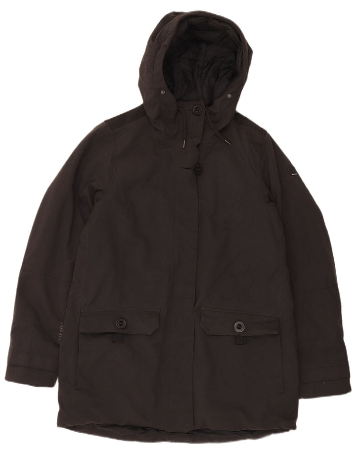 HELLY HANSEN Womens Hooded Windbreaker Coat UK 14 Medium Black Polyamide