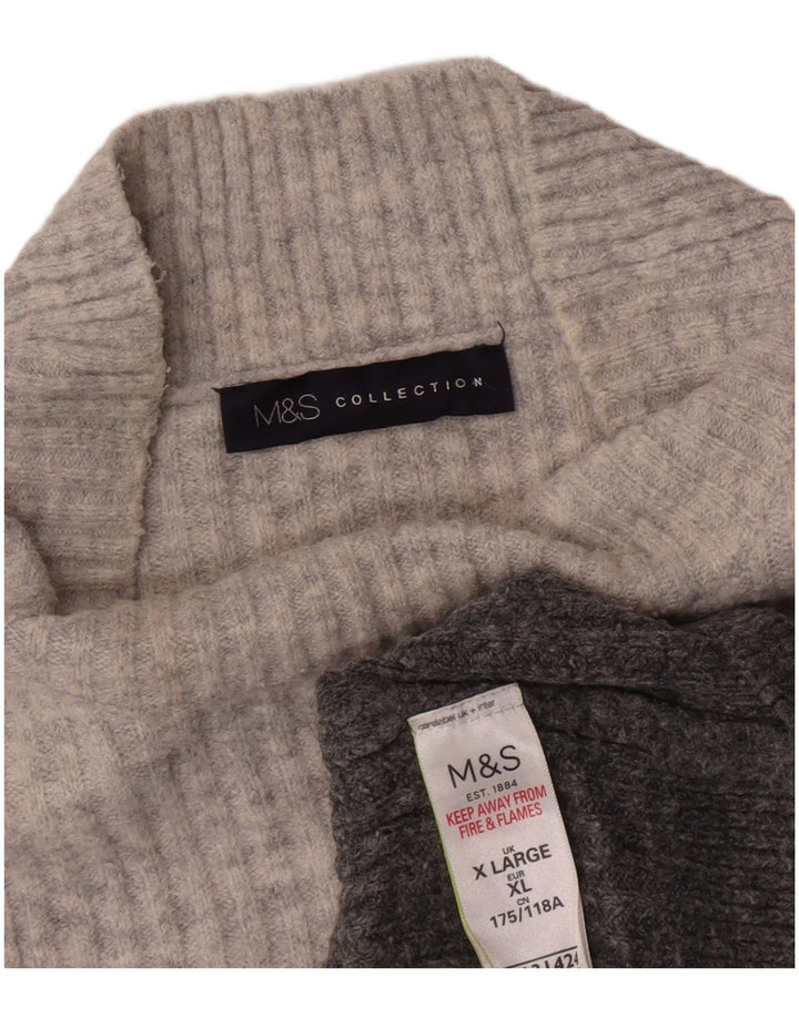 Maglione maglione a collo alto da donna Marks & Spencer UK 18 XL grigio screziato