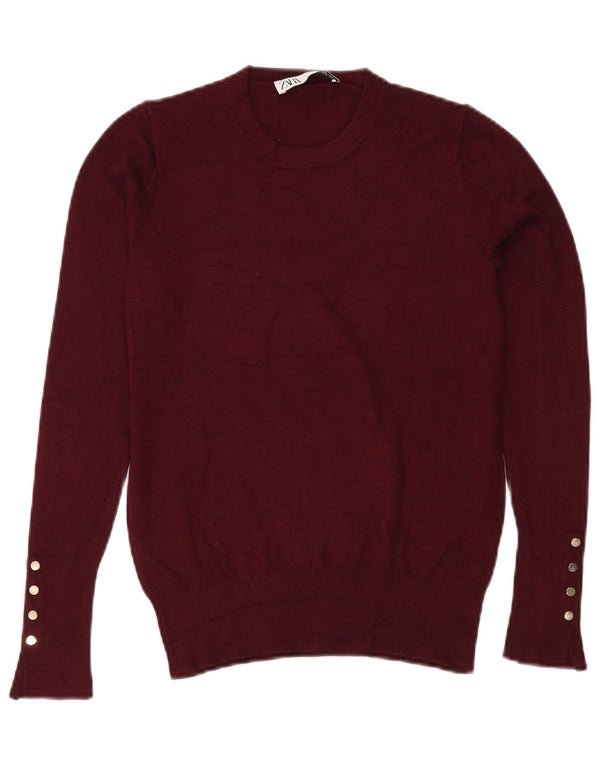 Maglione maglione girocollo da donna Zara UK 12 Borgogna medio