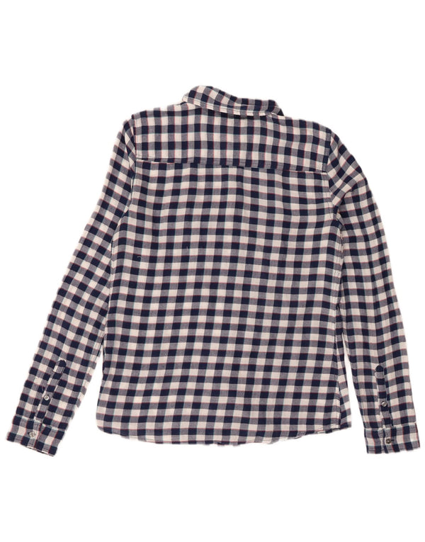 Camicia in flanella da donna Hollister UK 10 Small in cotone a quadretti blu navy