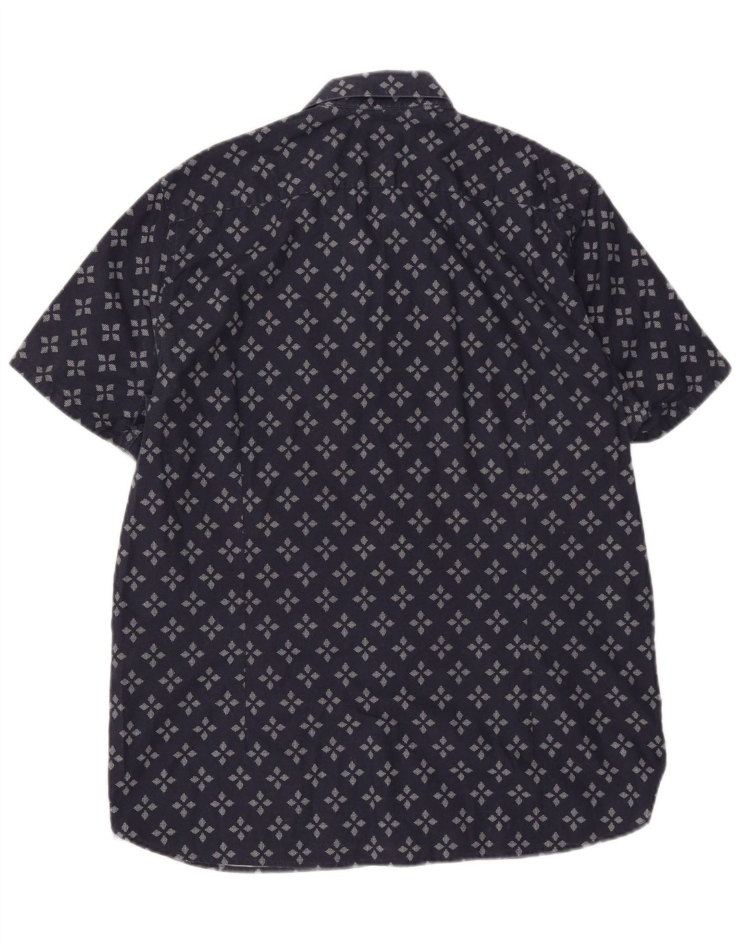 Ted Baker Camicia a maniche corte da uomo Taglia 5 XL Cotone geometrico blu navy