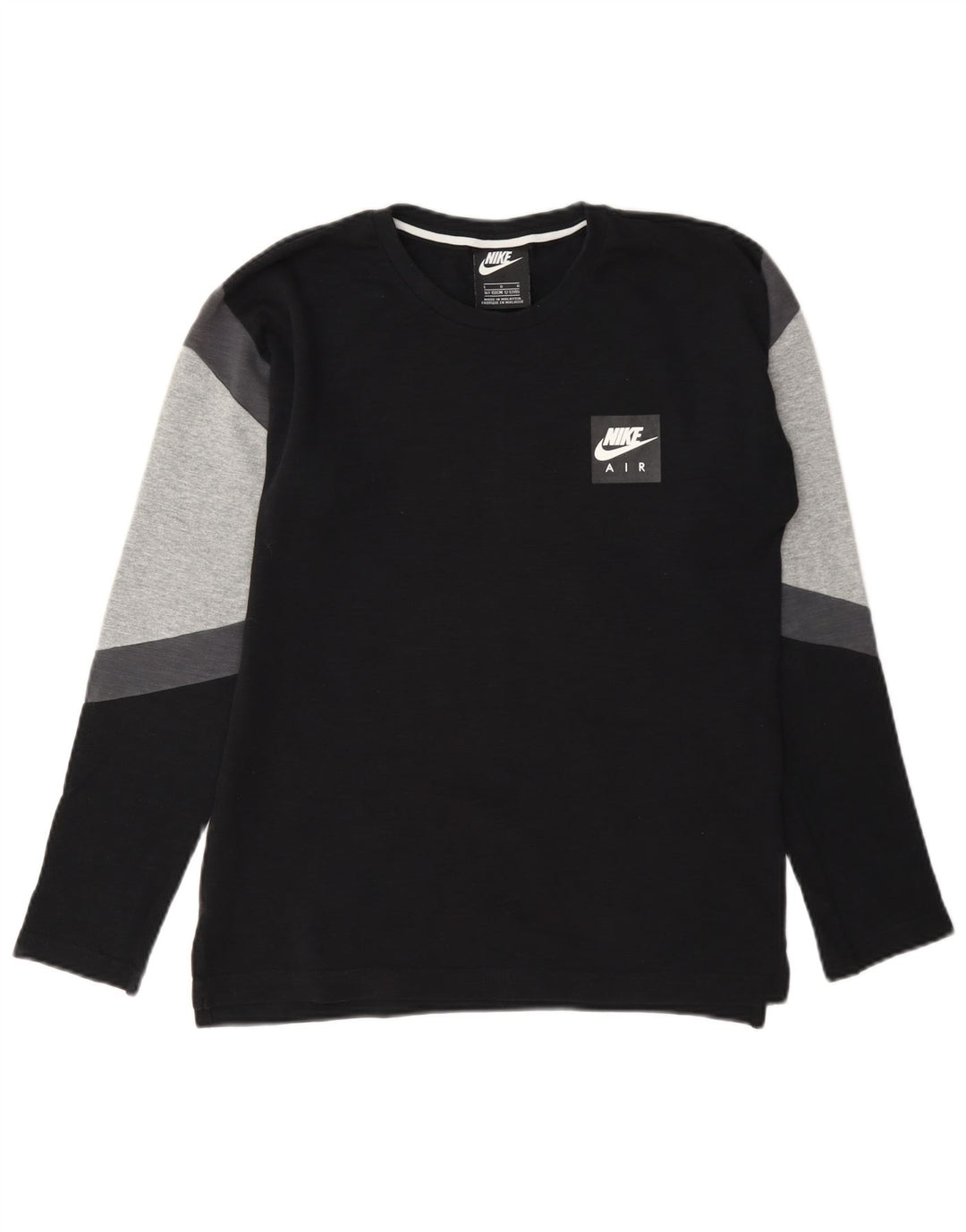 Maglia Nike da ragazzo a manica lunga 12-13 anni Large Nera in cotone color block