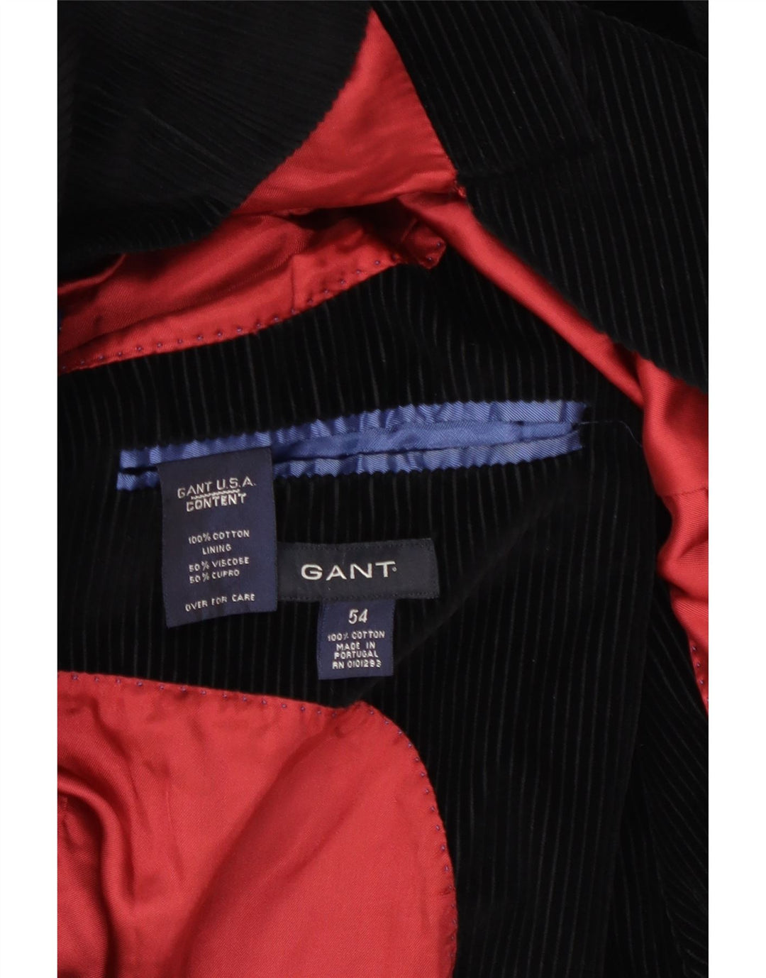 GANT Giacca blazer da uomo in velluto a coste a 3 bottoni EU 54 2XL cotone nero