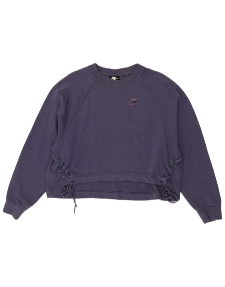 Felpa oversize corta da donna Nike, maglione UK 14, cotone viola medio