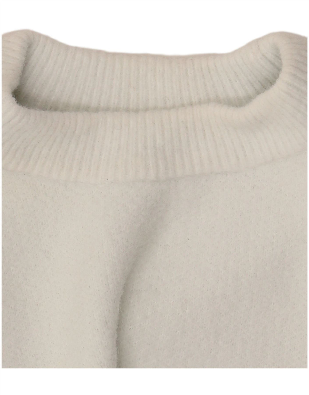Maglione corto girocollo da donna Zara UK 12 nylon bianco medio