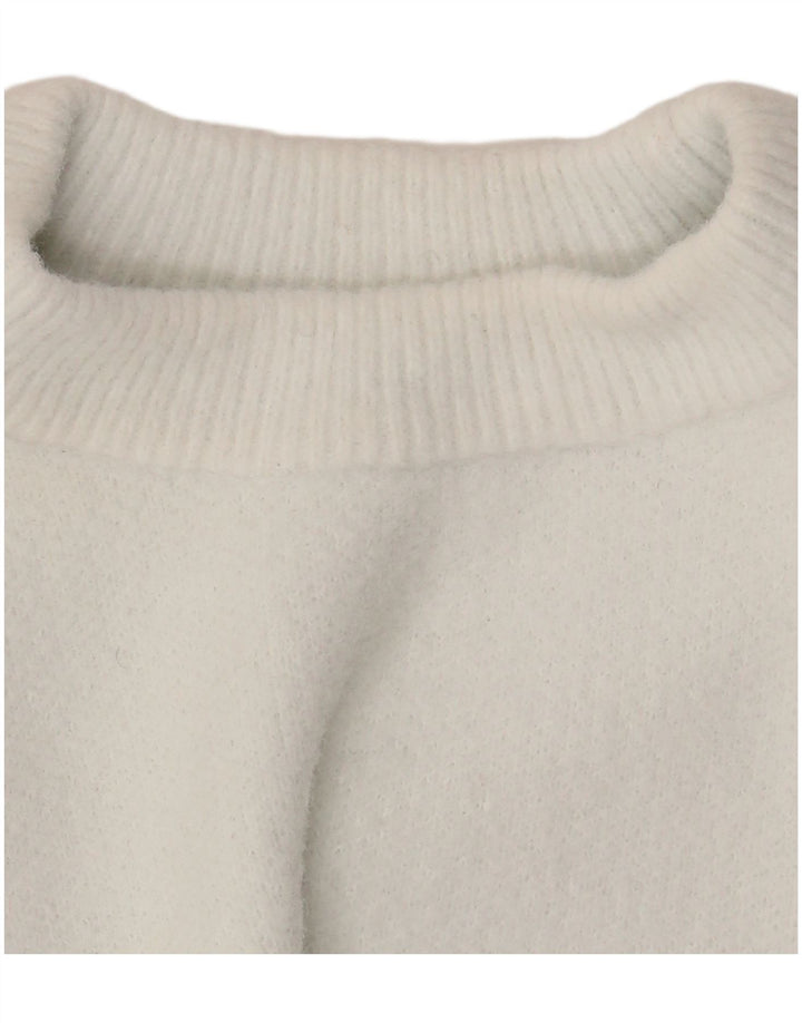Maglione corto girocollo da donna Zara UK 12 nylon bianco medio