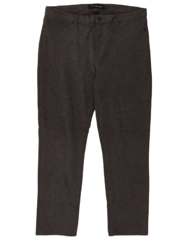 Pantaloni casual slim da donna Calvin Klein US 14 Large W32 L30 cotone grigio