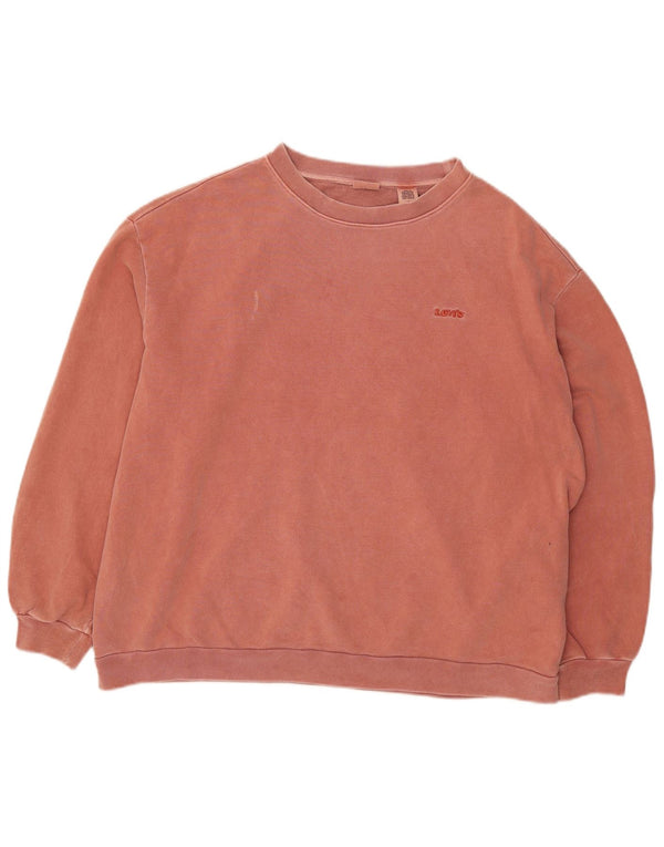 Levi's Donna Felpa Oversize Maglione UK 14 Medio Rosso Cotone