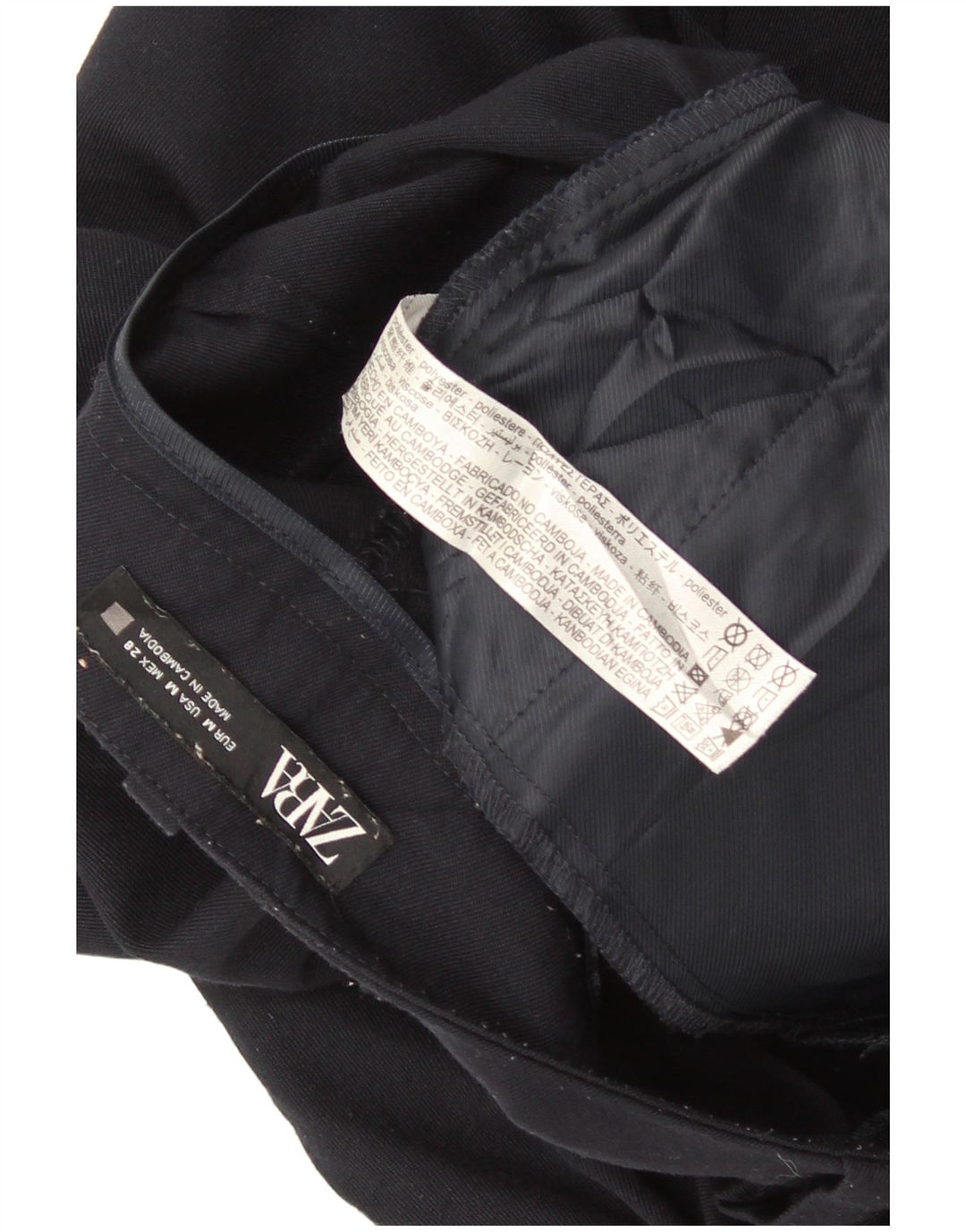 Pantaloni corti dritti da donna Zara medi W28 L25 poliestere blu navy