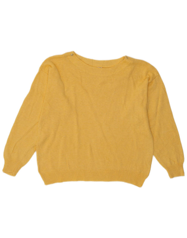 Maglione maglione vintage da donna con scollo a barca UK 14 Giallo medio