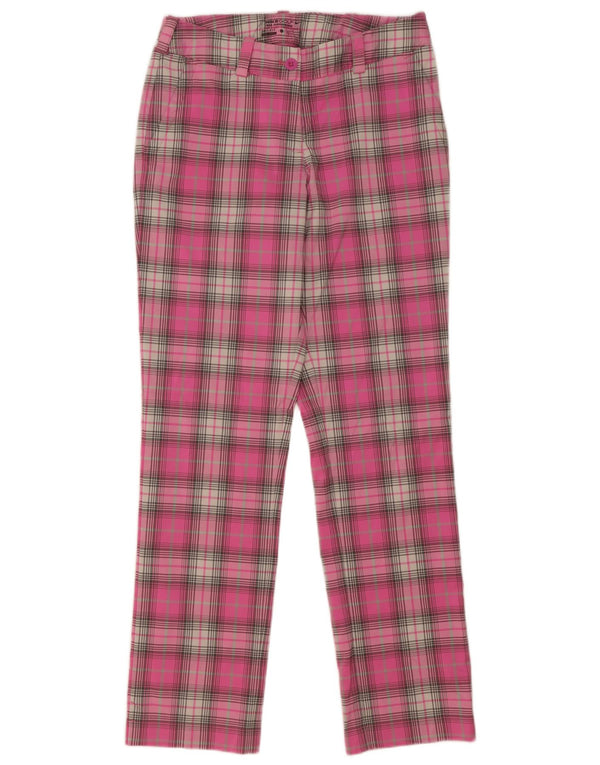 Pantaloni chino dritti Nike da donna Dri Fit UK 8 Small W28 L32 rosa a quadri