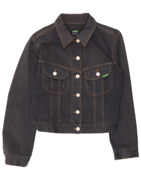 Giacca in denim corto Benetton da donna blu Family UK 10 piccolo cotone grigio