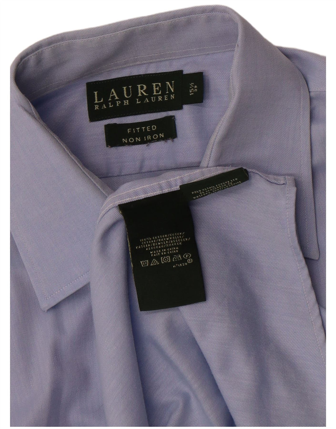 Camicia aderente da uomo Ralph Lauren taglia 15 1/2 39 cotone blu medio
