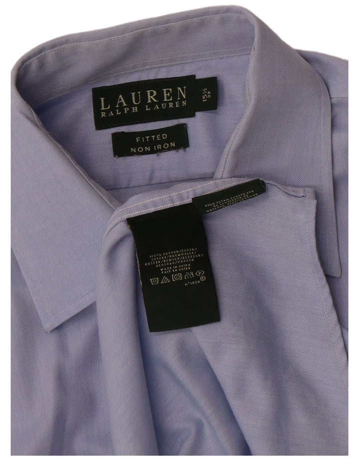 Camicia aderente da uomo Ralph Lauren taglia 15 1/2 39 cotone blu medio