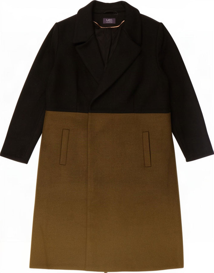 Cappotto da donna Marks & Spencer UK 16 Large Nero Colourblock Poliestere