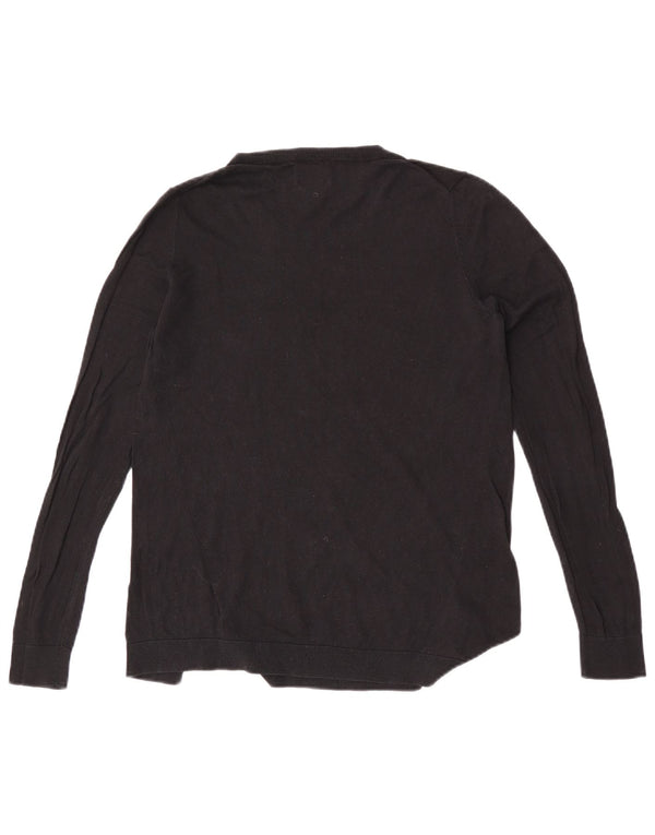 Maglione maglione girocollo da donna Massimo Dutti UK 14 cotone nero medio