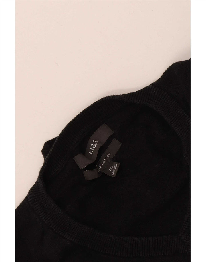 Maglione maglione con scollo a V da uomo Marks & Spencer 2XL cotone nero