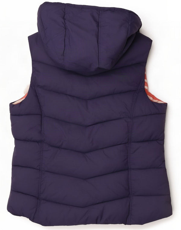 Joules Gilet imbottito con cappuccio da donna UK 14 Large Blu Navy Colourblock