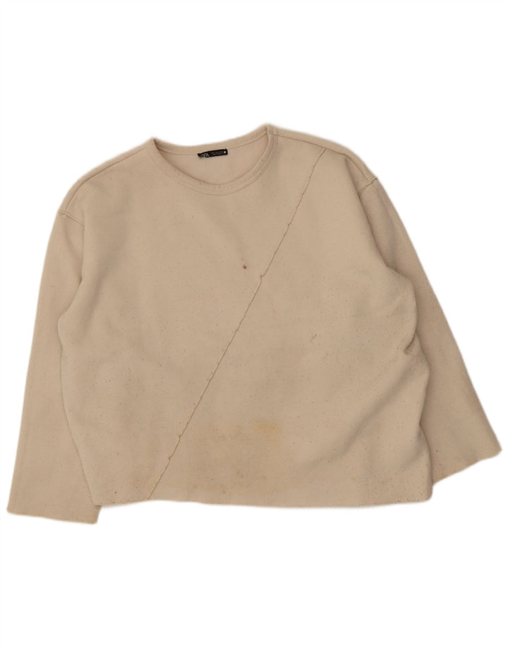 Felpa oversize da donna Zara UK 16 grande bianco sporco