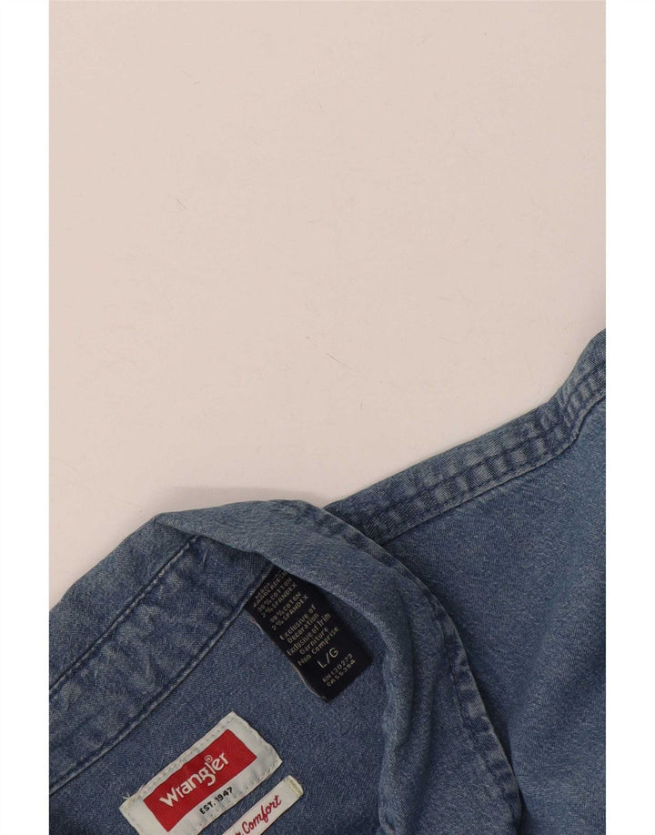 Camicia di jeans a maniche corte da uomo Wrangler grande in cotone blu