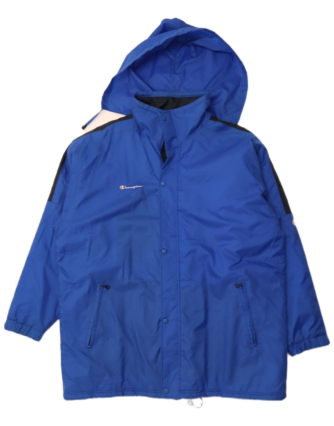CHAMPION Cappotto imbottito con cappuccio vestibilità ampia da uomo UK 44 2XL Poliammide blu