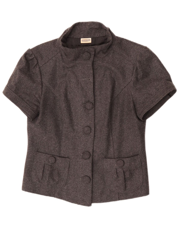 Giacca blazer a maniche corte da donna Street One UK 14 grande lana grigia