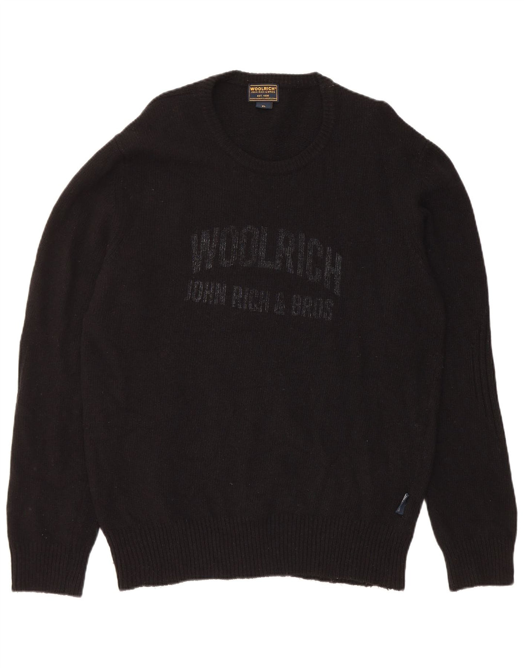 Maglione maglione girocollo con grafica da uomo Woolrich XL lana nera