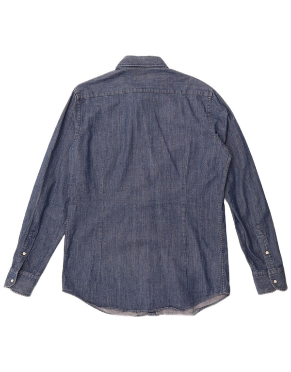 Camicia in denim da uomo Massimo Dutti in cotone blu medio