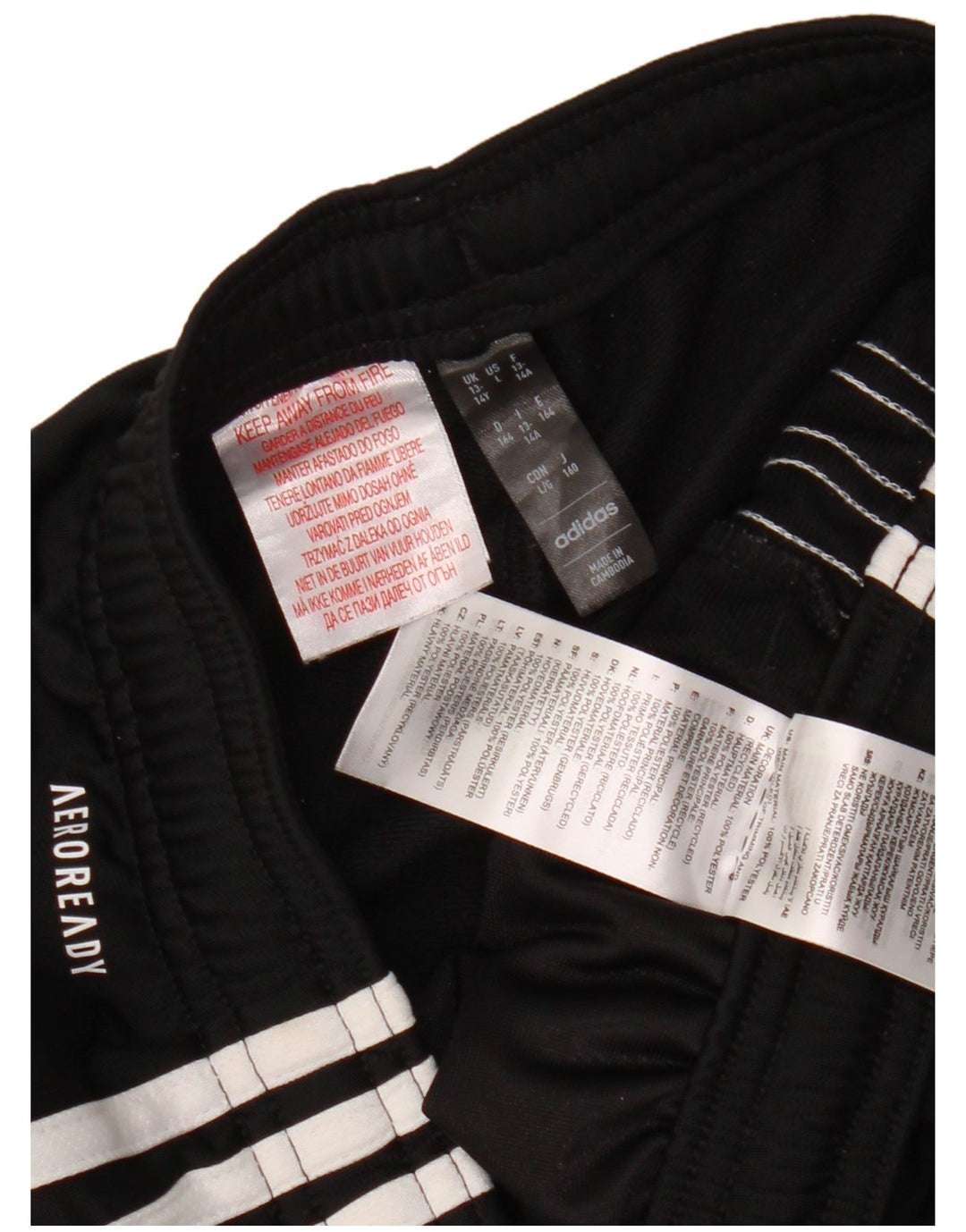 Pantaloni della tuta Adidas Aeroready da ragazzo 13-14 anni in poliestere nero