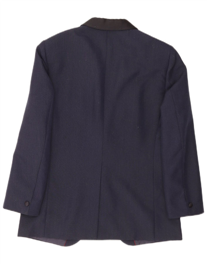 Giacca blazer da uomo a 1 bottone Kruunu UK 36 piccola in lana color block blu navy