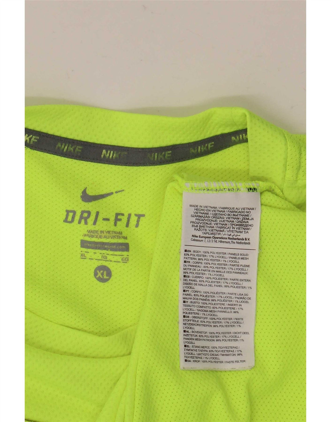 T-shirt Nike Dri Fit da uomo XL verde color block in poliestere
